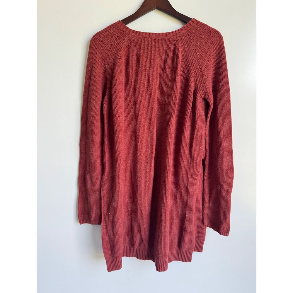 Moth Anthropologie Rust Red Ribbed Tunic Sweater Cashmere cotton Boho Medium